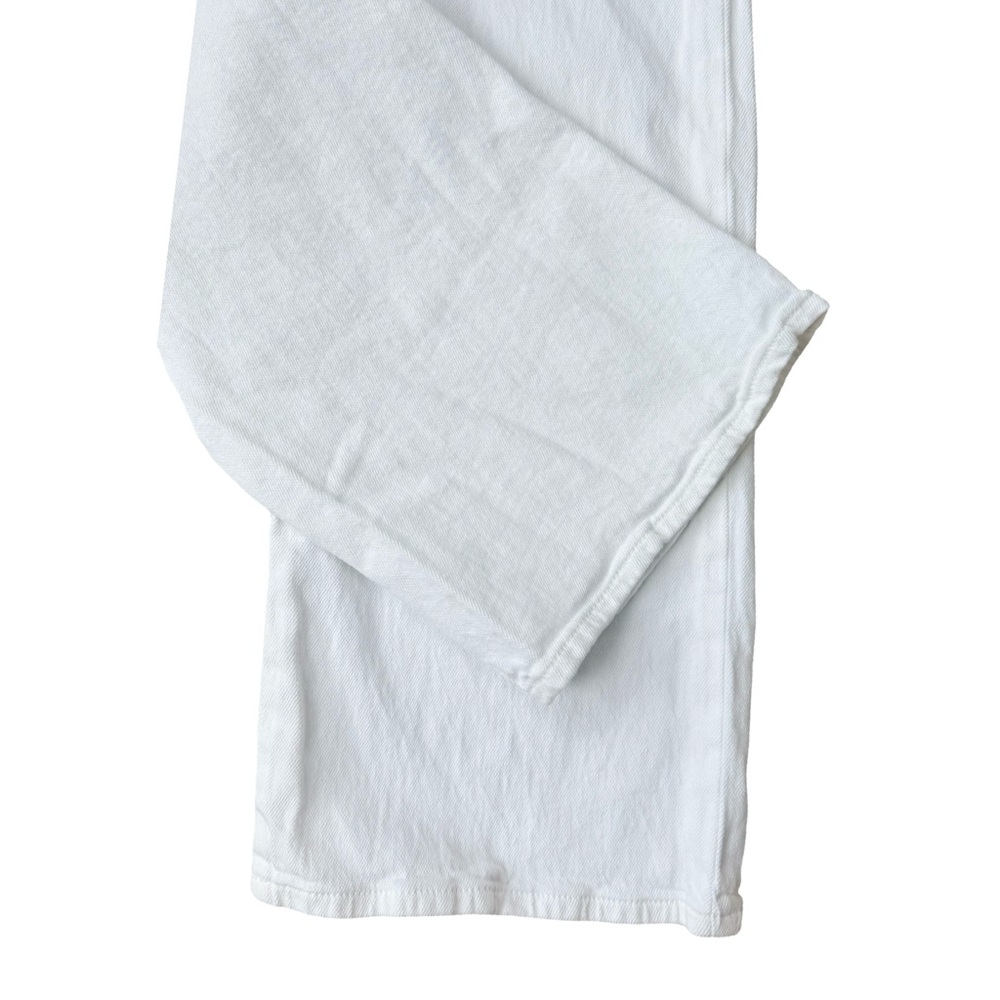 Zara White Wide Leg Cropped Jeans High Rise Gold Button Sailor Size 6 Nautical - Picture 3 of 9